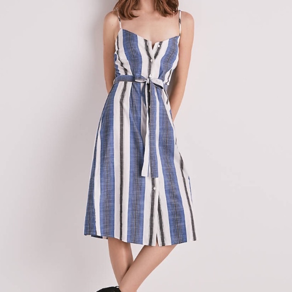 LUCKY BRAND blue striped button down dress/Size XL